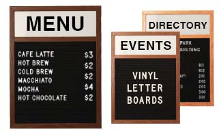 Open Face Wood Framed Vinyl Letter Boards With Header