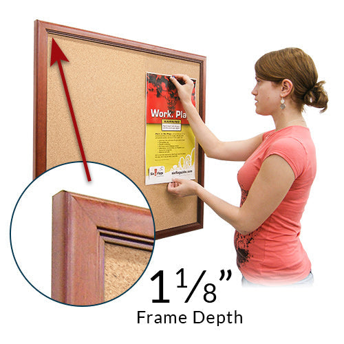 14"x22" Access Cork Board™ #353 Wood Frame Profile with 1 1/8" Overall Frame Depth
