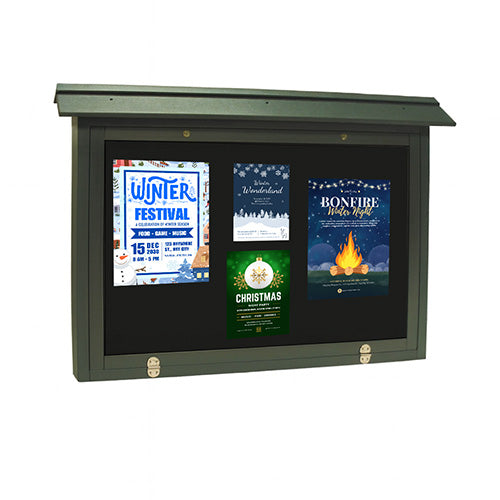 ECO-Design 42x28 Outdoor Wall Mount ULTRA-SIZE Information Board with Tackboard Landscape Cabinet + Faux Wood Cabinet
