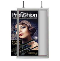 11x17 Slide-In Ceiling Mount Sign Holder 1" Wide | Mitered Silver Frame - Quick Ships