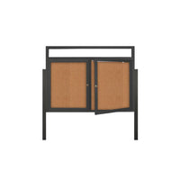 2-DOOR ILLUMINATED HEADER CORKBOARD 96" x 30" RADIUS EDGES WITH MITERED CORNERS (SHOWN IN BLACK)