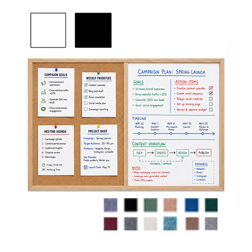 Value Line Combo Board 20x15 Wood Framed Cork Bulletin Marker Board (Open Face with Wood Trim)