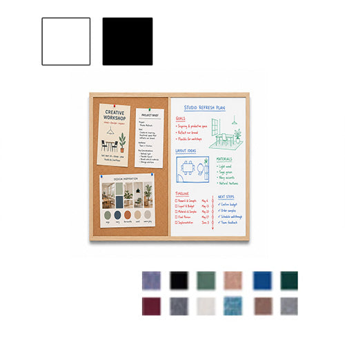 Value Line Combo Board 20x16 Wood Framed Cork Bulletin Marker Board (Open Face with Wood Trim)