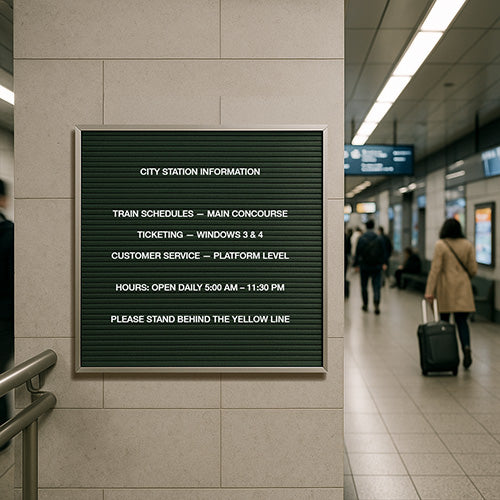 Open Face Vinyl Letter Board 24x24 Frame with Silver Trim