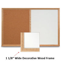 24x84 WHITEBOARD / CORK COMBINATION HAS 1 1/8" WIDE DECORATIVE WOOD FRAME