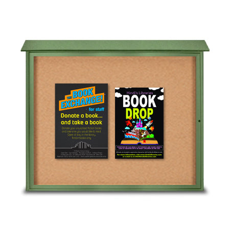 27x41 Outdoor Message Center with Cork Board Wall Mounted - LEFT Hinged