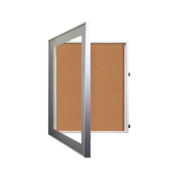 24 x 48 SwingFrame Designer 3 Inch Deep Shadow Box Display Case w Cork Board and Light - Metal Framed