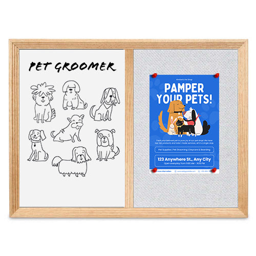 Combo Board 96x48 Decorative Wood Framed Cork Bulletin Marker Board (Open Face with Decorative Wood Trim)