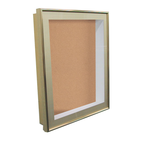 30 x 40 SwingFrame Designer 4 Inch Deep Shadow Box Display Case w Cork Board and Light - Metal Framed