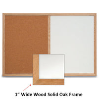 30x36 WHITEBOARD / CORK COMBINATION HAS 1" WIDE SOLID OAK FRAME