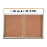 WOOD ENCLOSED 40x40 BULLETIN BOARD WITH SLIDING DOORS & HEADER (SHOWN IN LIGHT OAK)