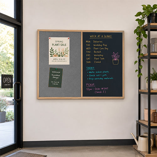 Value Line Combo Board 48x36 Wood Framed Cork Bulletin Marker Board (Open Face with Wood Trim)