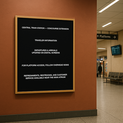 Open Face Vinyl Letter Board 48x60 Wood Frame