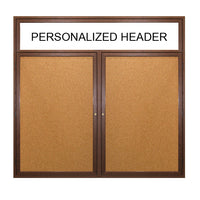 2 DOOR WOOD CORK BOARD 50 x 40 WITH HEADER (SHOWN IN WALNUT)