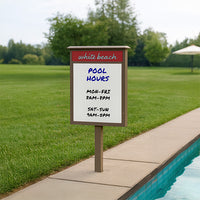 16" x 34" Outdoor "MINI" Message Center Magnetic White Dry Erase Board with Header and Posts (Left Hinged Single Door)