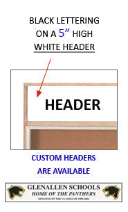 60 x 48 Indoor Enclosed Wood Bulletin Boards with Sliding Glass Doors and Message Header