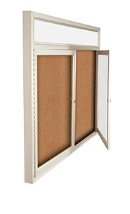 72" x 36" Enclosed Indoor Bulletin Boards with Header & Lights (Multiple Doors)