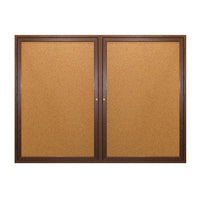 WOOD ENCLOSED 84x24 BULLETIN BOARD WITH 2 DOORS (SHOWN IN WALNUT)