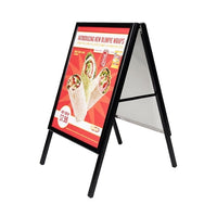 A-Frame Snap Frame Sign Holders for 22x28 Posters |  Double-Sided Folding Metal Stand - Gloss Black