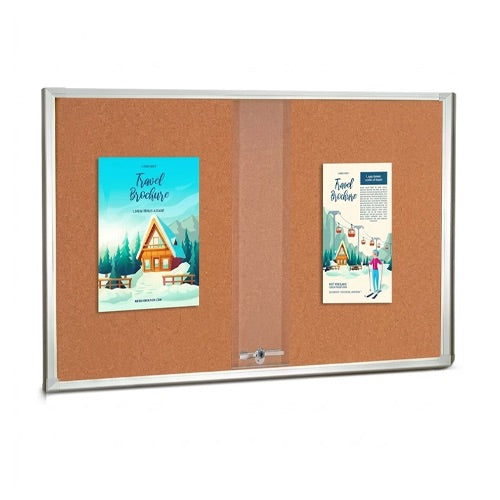 40x40 Indoor Enclosed Bulletin Cork Boards with Sliding Glass Doors