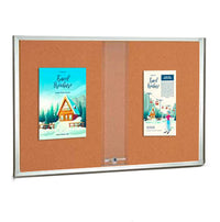 40x40 Indoor Enclosed Bulletin Cork Boards with Sliding Glass Doors