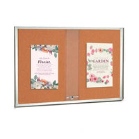 84 x 24 Indoor Enclosed Bulletin Cork Boards with Sliding Glass Doors