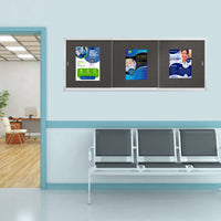 84 x 30 Indoor Enclosed Bulletin Cork Boards with Sliding Glass Doors