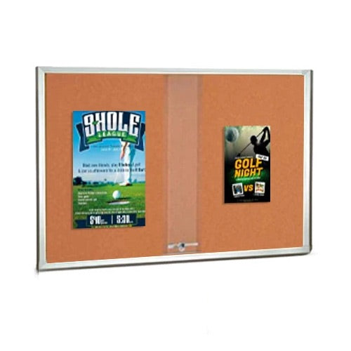 96 x 36 Indoor Enclosed Bulletin Cork Boards with Sliding Glass Doors