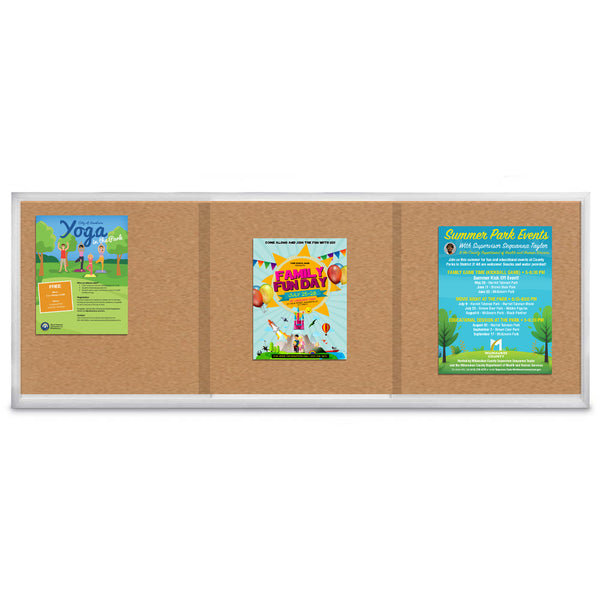 96 x 48 Indoor Enclosed Bulletin Cork Boards with Sliding Glass Doors