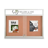 Indoor Bulletin Cork Boards 60" x 36" with Personalized Message Header (2 Sliding Glass Doors)