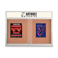Indoor Bulletin Cork Boards 72" x 24" with Personalized Message Header (2 Sliding Glass Doors)