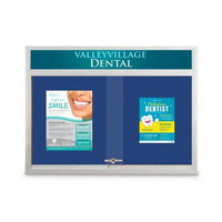 Indoor Bulletin Cork Boards 72" x 30" with Personalized Message Header (2 Sliding Glass Doors)