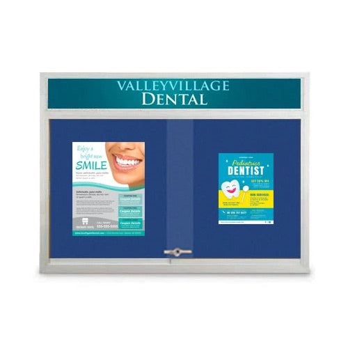 Indoor Bulletin Cork Boards 72" x 30" with Personalized Message Header (2 Sliding Glass Doors)