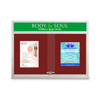 Indoor Bulletin Cork Boards 72" x 48" with Personalized Message Header (2 Sliding Glass Doors)