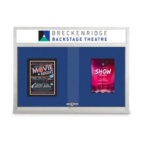 Indoor Bulletin Cork Boards 96" x 36" with Personalized Message Header (3 Sliding Glass Doors)
