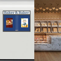 Indoor Bulletin Cork Boards 96" x 48" with Personalized Message Header (3 Sliding Glass Doors)