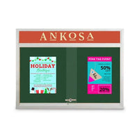 Indoor 72 x 36 Bulletin Cork Boards with Personalized Header & Lights (2 Sliding Glass Doors)