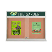 Indoor Bulletin Cork Boards with Personalized Header and LED Light | Locking Sliding Glass Doors