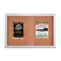 Indoor Enclosed Bulletin Cork Boards 50 x 40 with Sliding Glass Doors (with RADIUS EDGE)