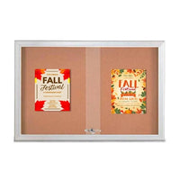 Indoor Enclosed Bulletin Cork Boards 60 x 36 with Sliding Glass Doors + Radius Edge Metal Cabinet Corners