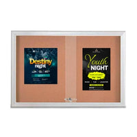 Indoor Enclosed Bulletin Cork Boards 60 x 48 with Sliding Glass Doors (with RADIUS EDGE)