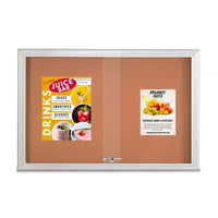 Indoor Enclosed Bulletin Cork Boards 72 x 24 with Sliding Glass Doors (with RADIUS EDGE)