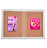 Indoor Enclosed Bulletin Cork Boards 72 x 30 with Sliding Glass Doors (with RADIUS EDGE)