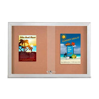 Indoor Enclosed Bulletin Cork Boards 72 x 36 with Sliding Glass Doors (with RADIUS EDGE)