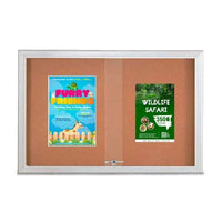 Indoor Enclosed Bulletin Cork Boards 72 x 48 with Sliding Glass Doors and RADIUS EDGE Cabinet Corners