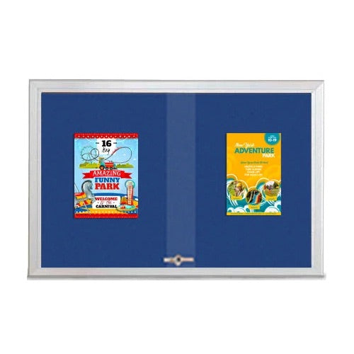 Indoor Enclosed Bulletin Cork Boards 96 x 30 with Sliding Glass Doors (with RADIUS EDGE)