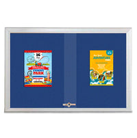 Indoor Enclosed Bulletin Cork Boards 96 x 30 with Sliding Glass Doors (with RADIUS EDGE)