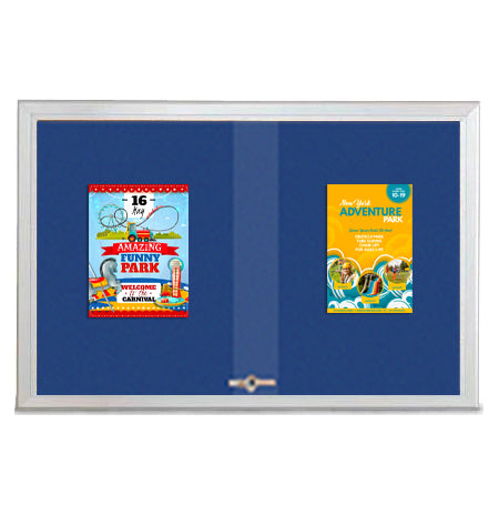 Indoor Enclosed Bulletin Cork Boards 96 x 30 with Sliding Glass Doors (with RADIUS EDGE)