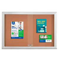 Indoor Enclosed Bulletin Cork Boards 96 x 48 with Sliding Glass Doors (with RADIUS EDGE)