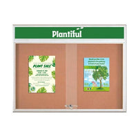 Indoor Bulletin Cork Boards 50x40 with Personalized Header (RADIUS EDGE) (Sliding Glass Doors)
